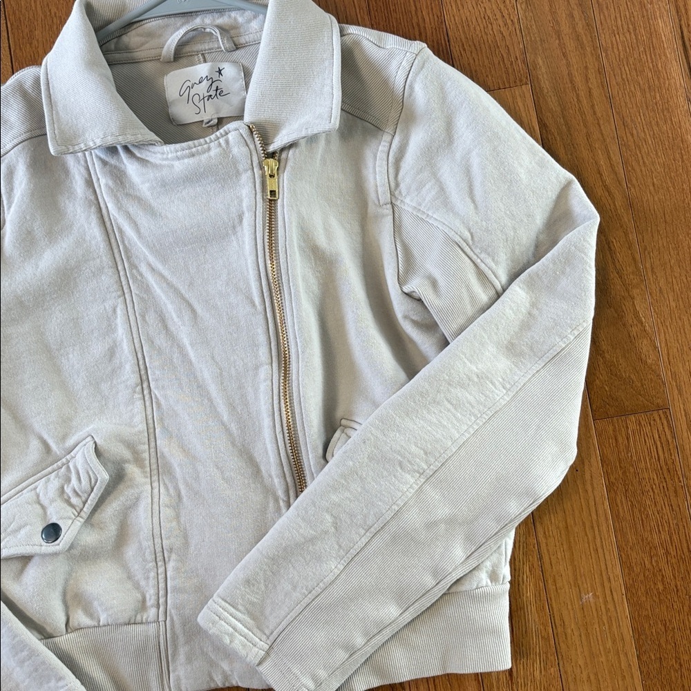 Grey State Zip Jacket Lightweight Sweatshirt Size… - image 3